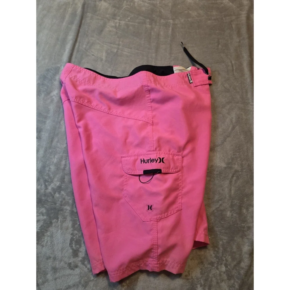 Hurley Mens Board Shorts Size 33 Pink Surf Swim Beach Logo Drawstring